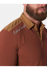 thumbnail: Jan Vanderstorm regular fit polo met borduursels en print Plus Size - donkerrood
