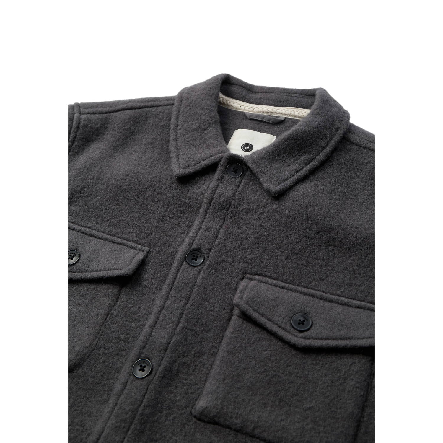 Anerkjendt regular fit overshirt met wol antraciet