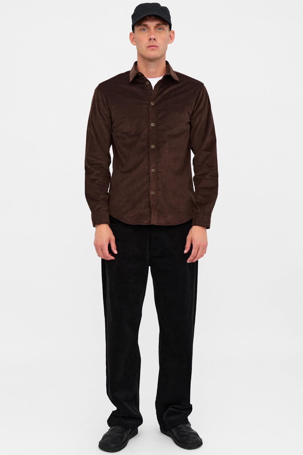 Anerkjendt corduroy regular fit overhemd - bruin