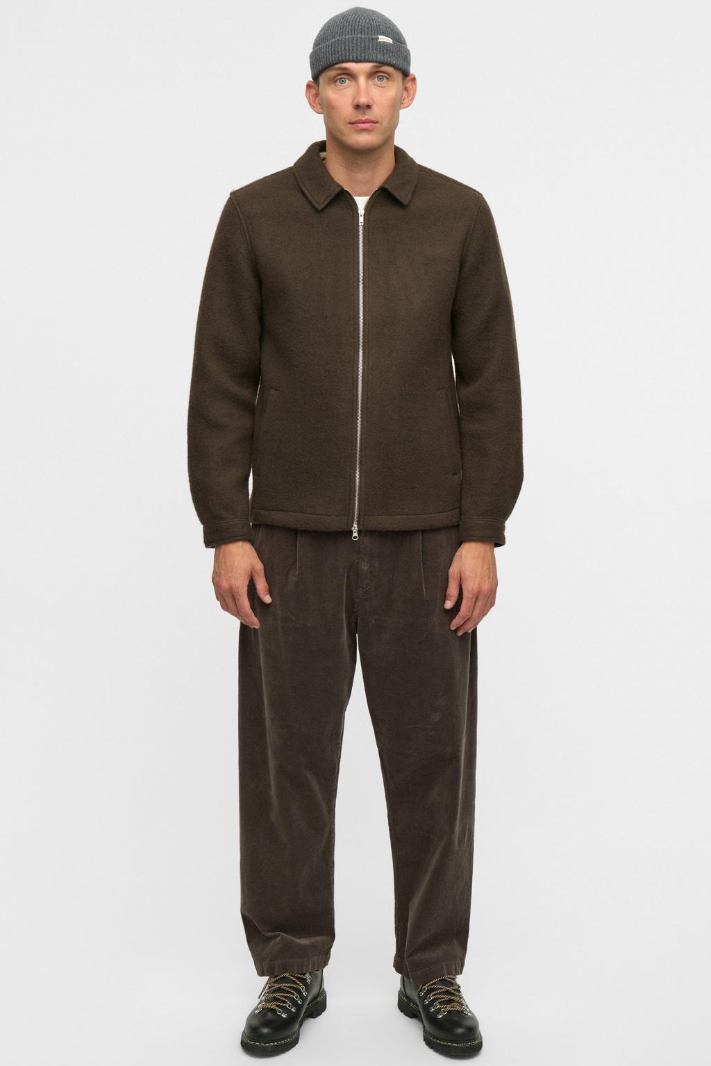 Anerkjendt wollen regular fit overshirt - donkerbruin