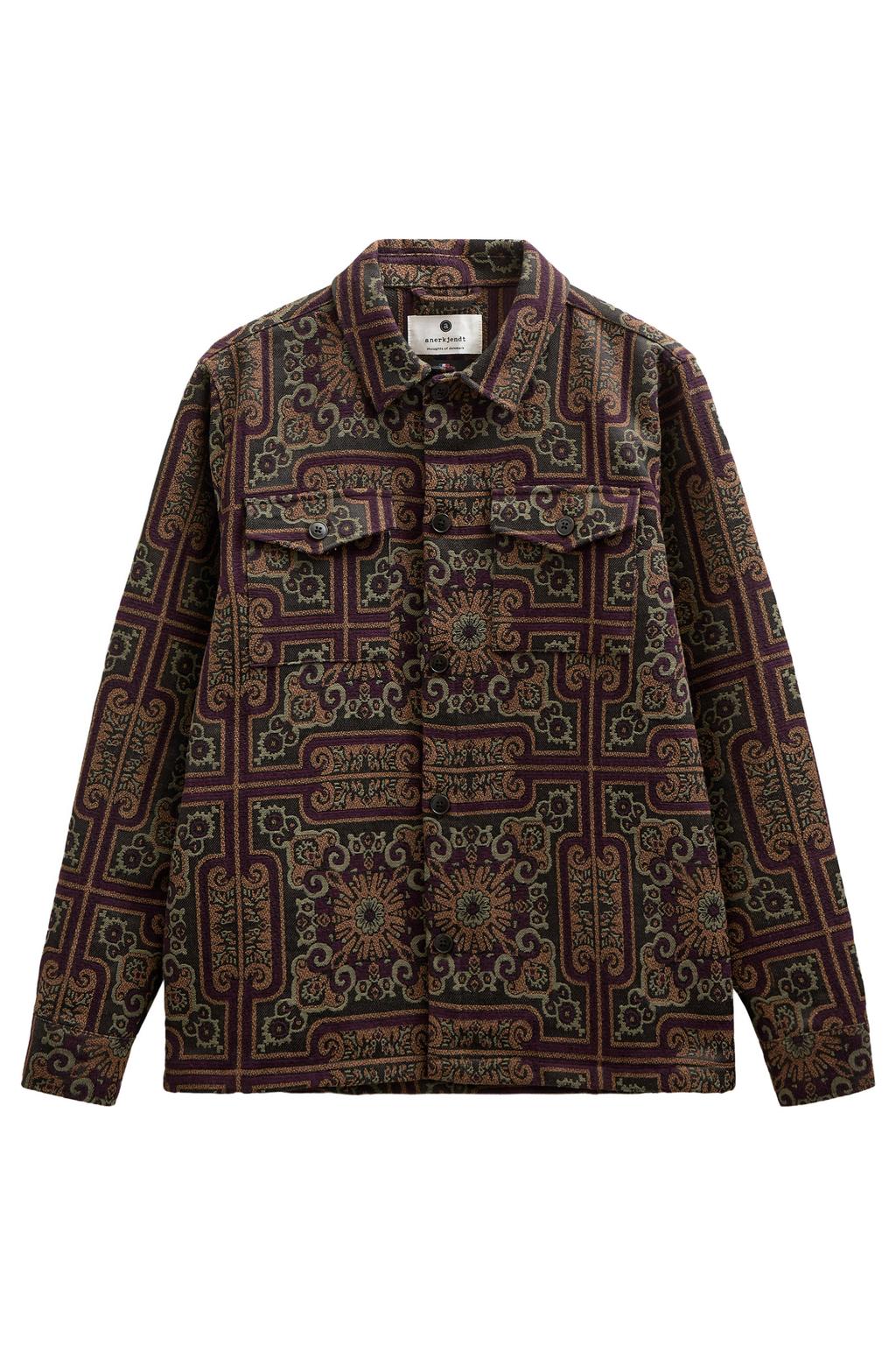 Anerkjendt regular fit jacquard overshirt met print - meerkleurig