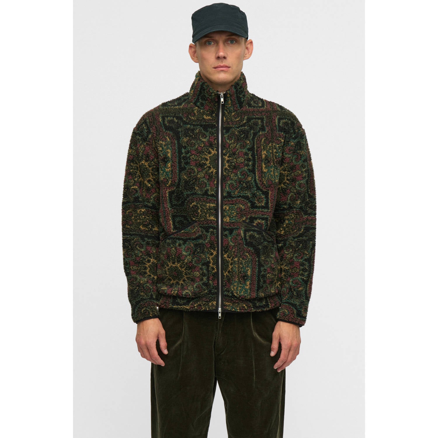 Anerkjendt teddy fleecevest met print donkergroen