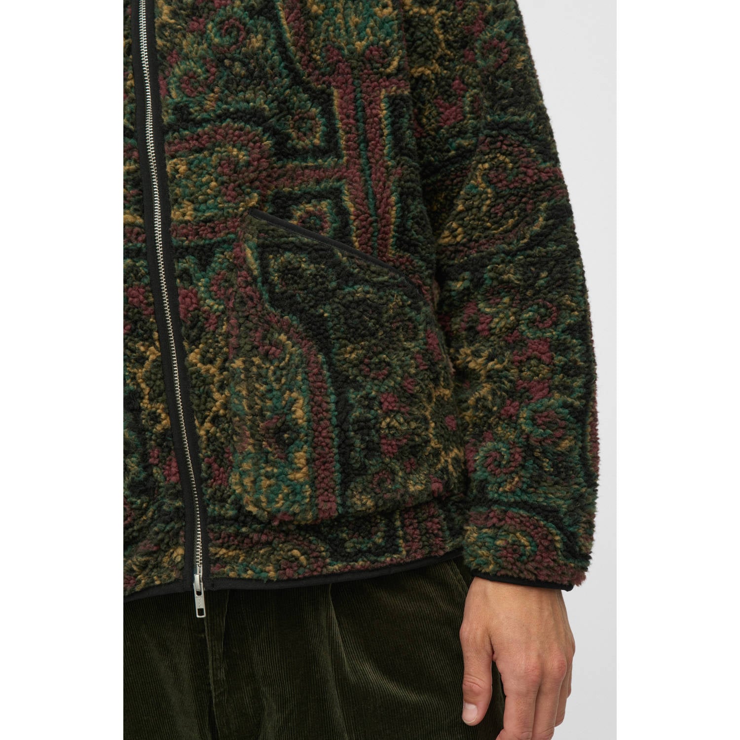 Anerkjendt teddy fleecevest met print donkergroen