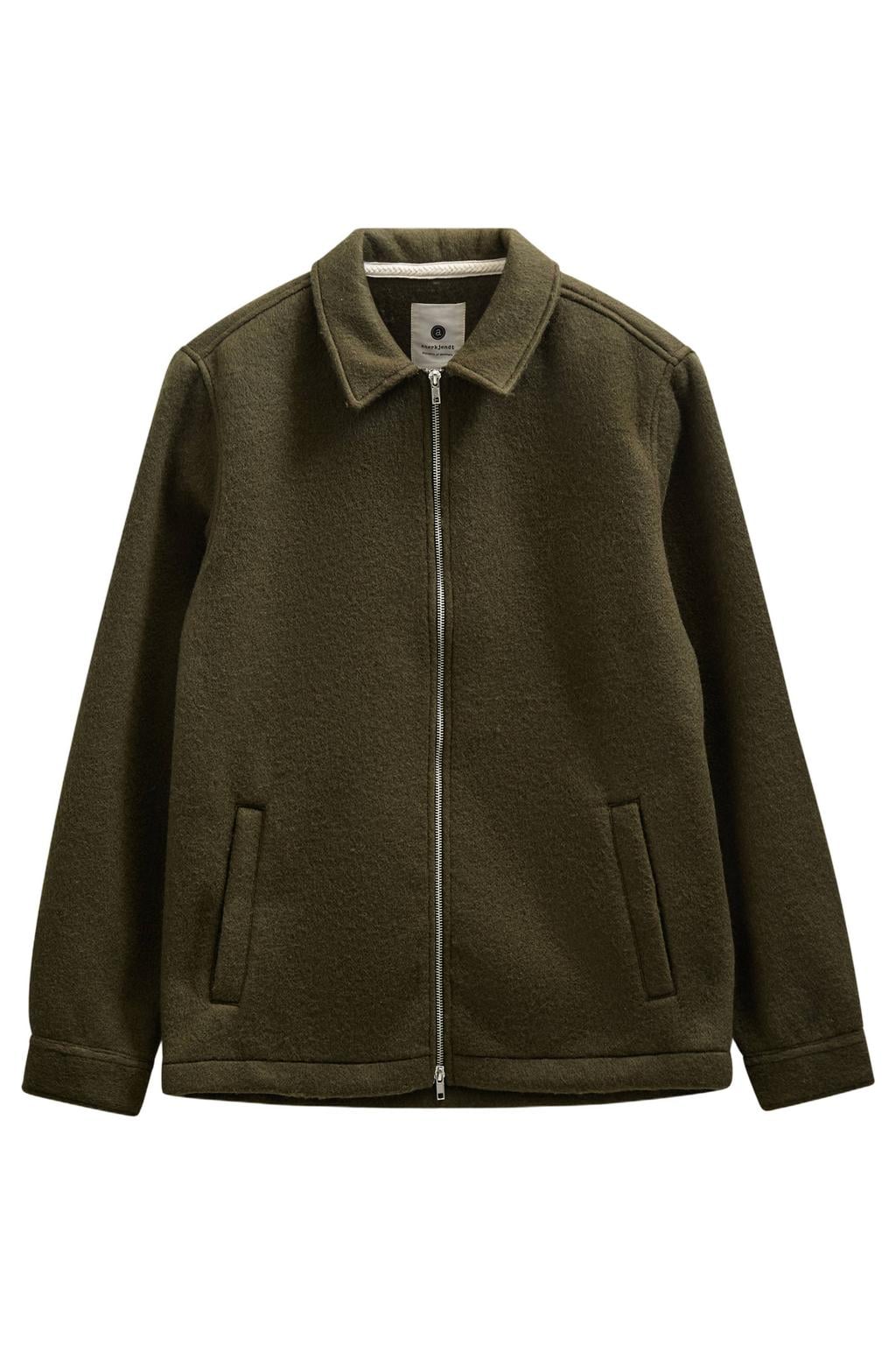 Anerkjendt wollen regular fit overshirt - donkergroen