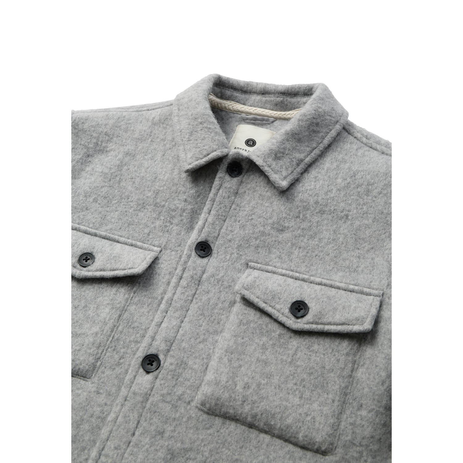 Anerkjendt regular fit overshirt met wol lichtgrijs