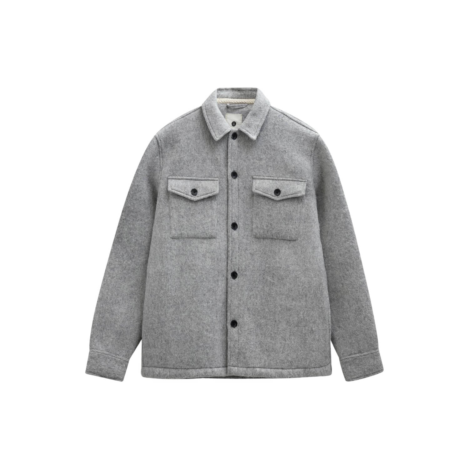 Anerkjendt regular fit overshirt met wol lichtgrijs