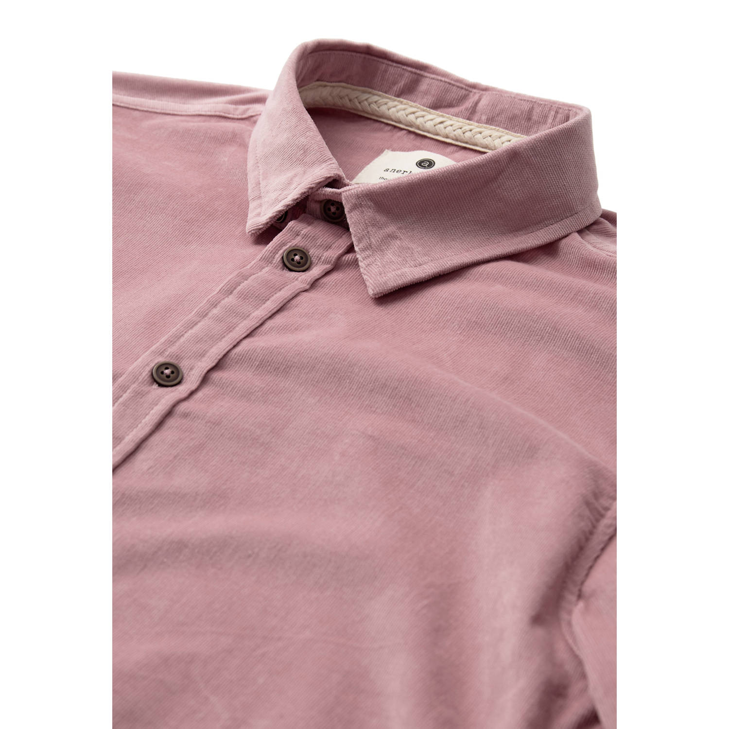 Anerkjendt corduroy regular fit overhemd roze