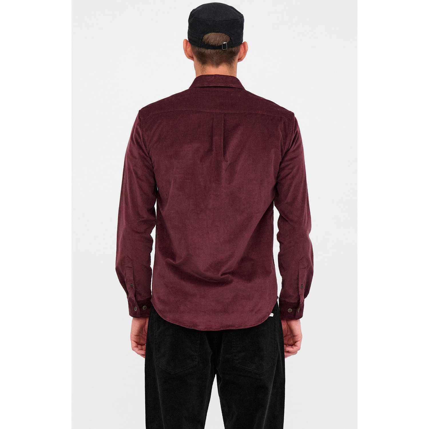 Anerkjendt regular fit corduroy overhemd donkerrood