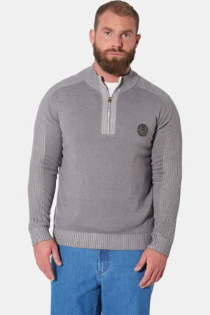 regular fit gebreide schipperstrui Plus Size - grijs