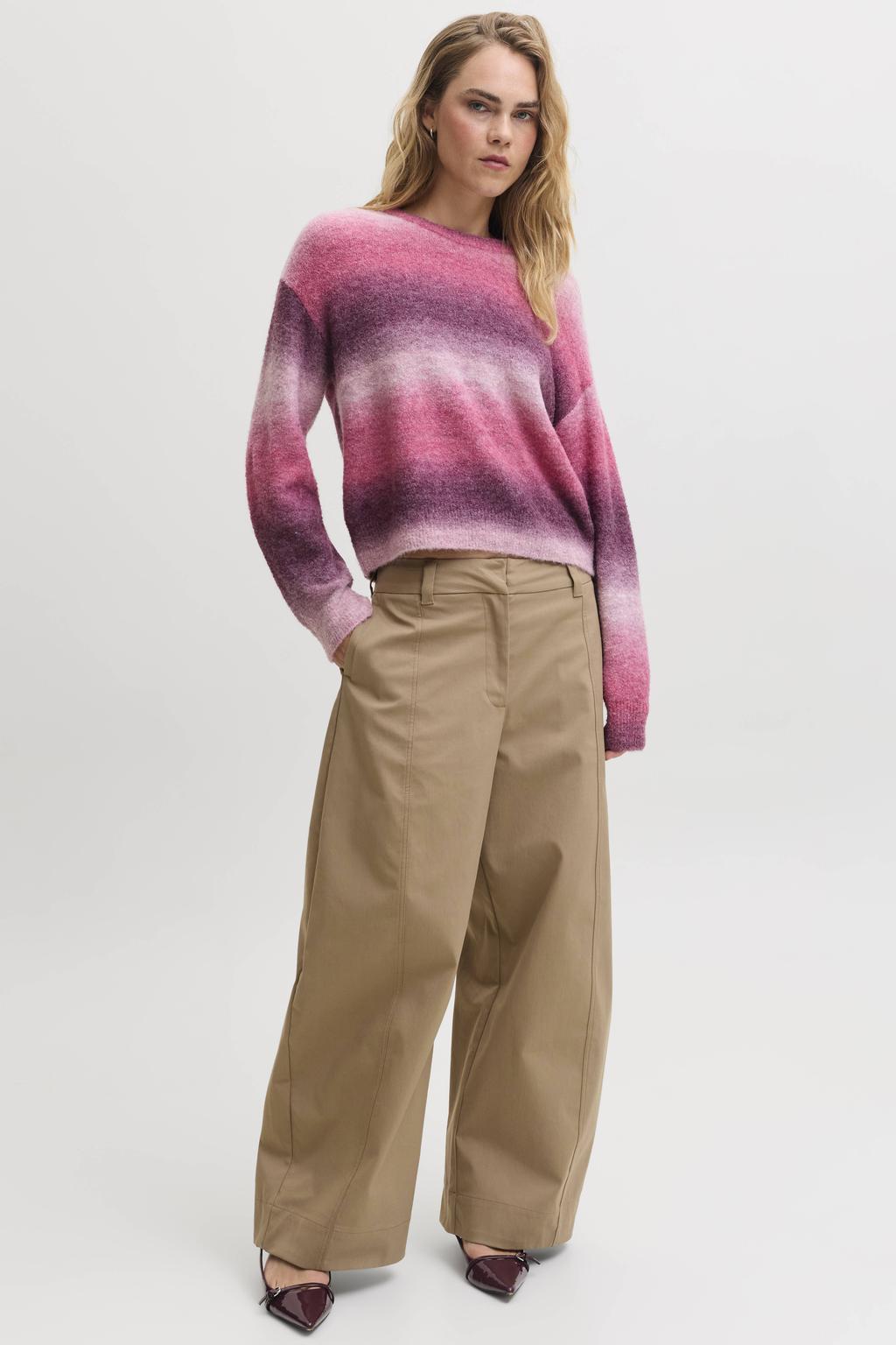 JJXX oversized gebreide gestreepte trui - roze