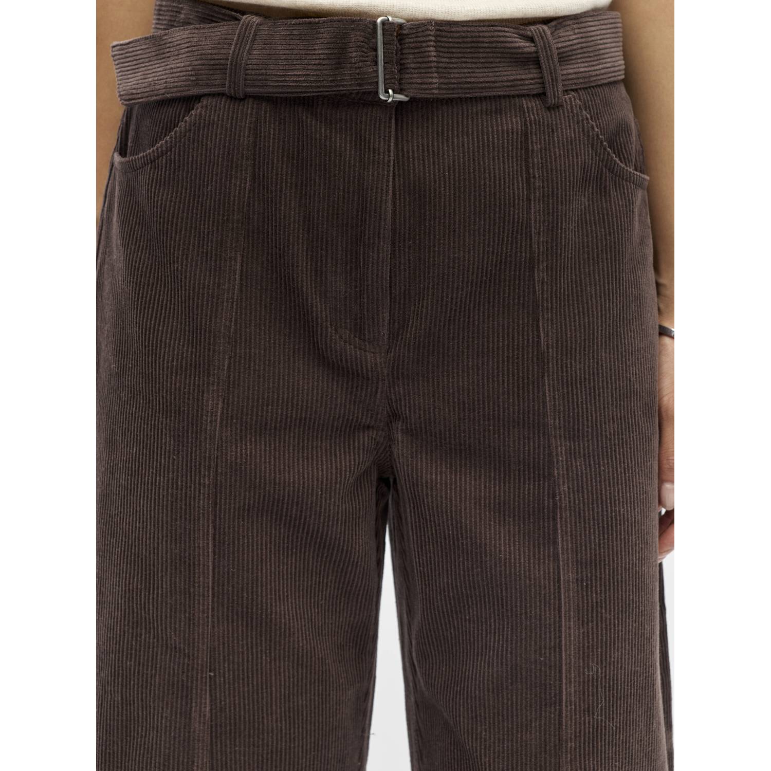 OBJECT wide leg broek met corduroy details bruin