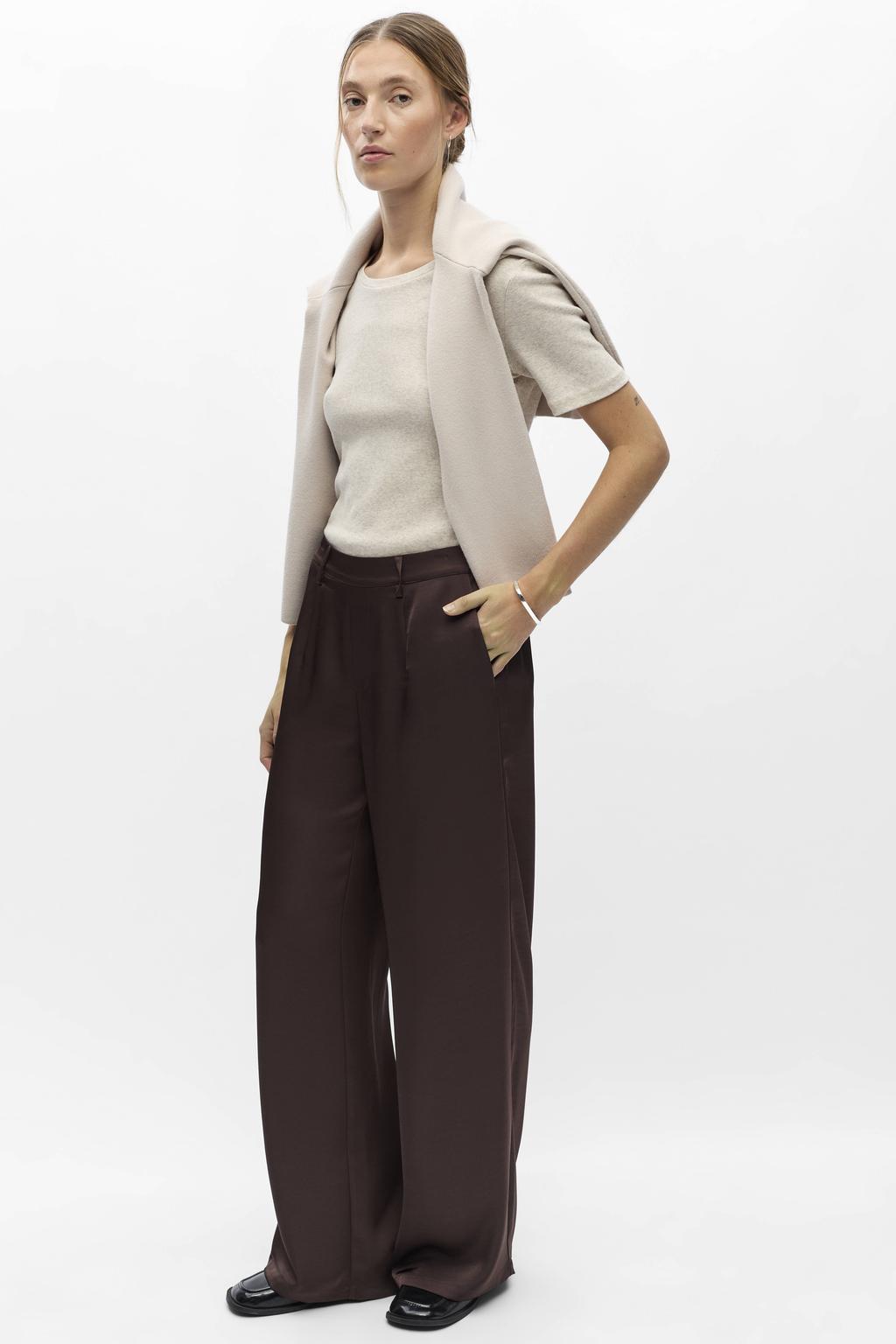 OBJECT wide leg broek - bruin