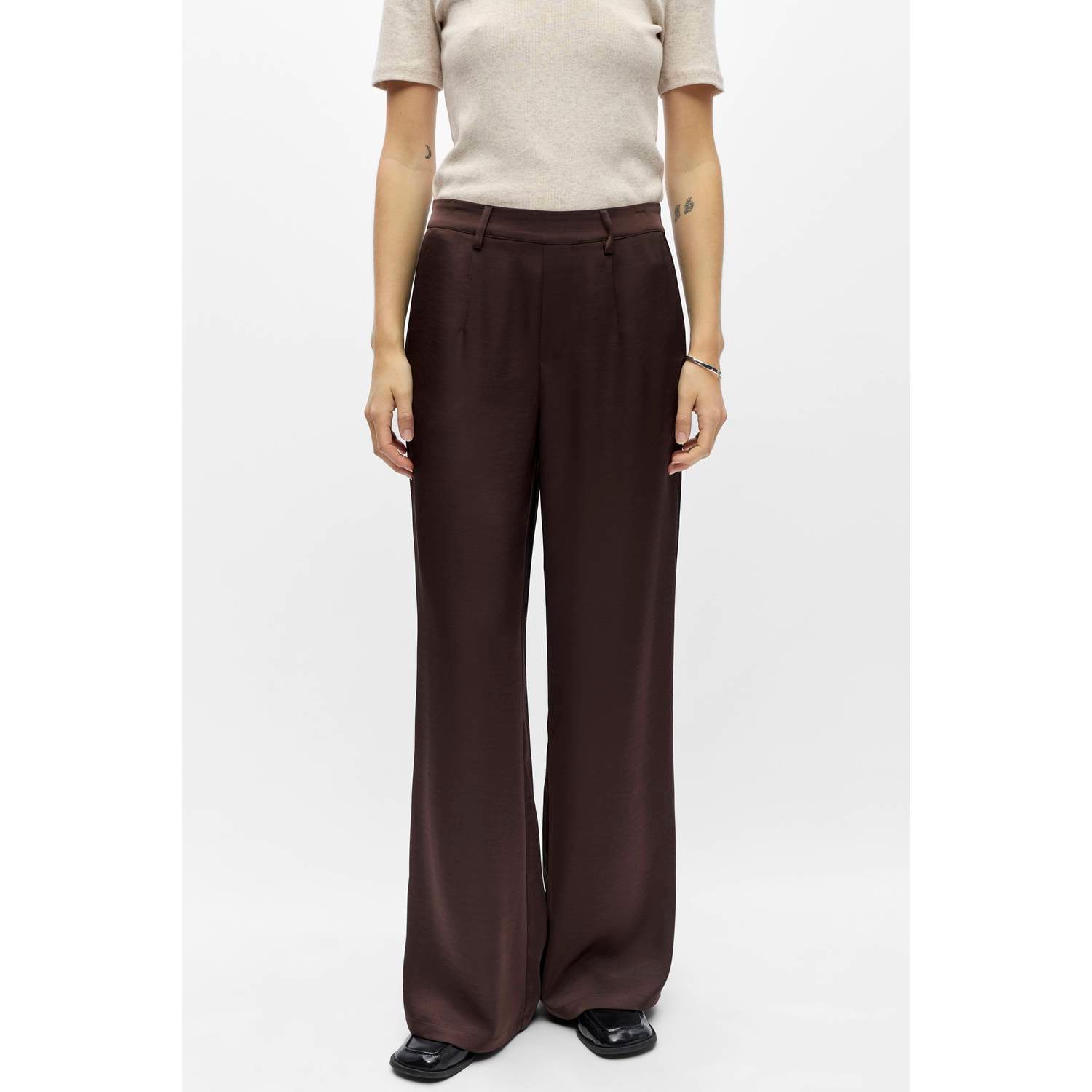 OBJECT wide leg broek bruin