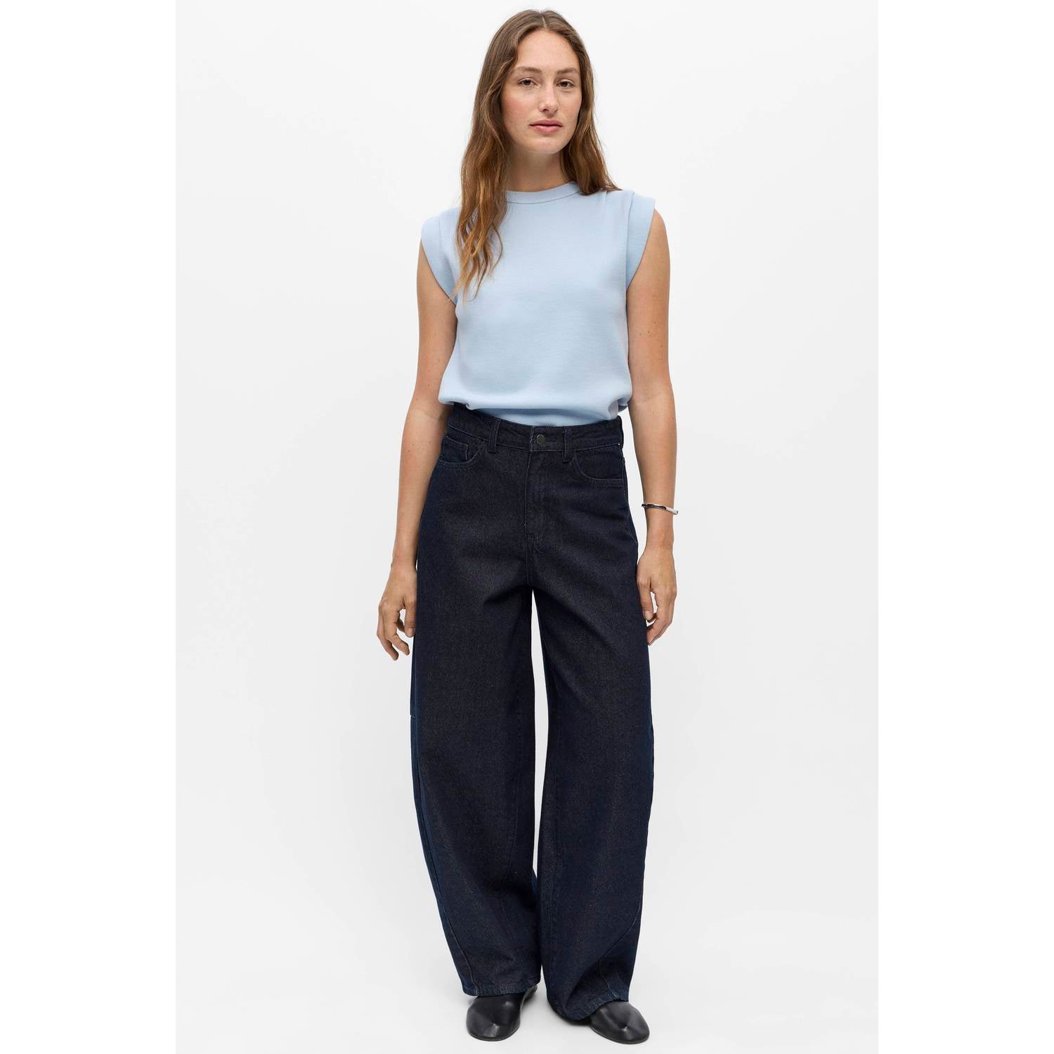 OBJECT barrel jeans donkerblauw denim