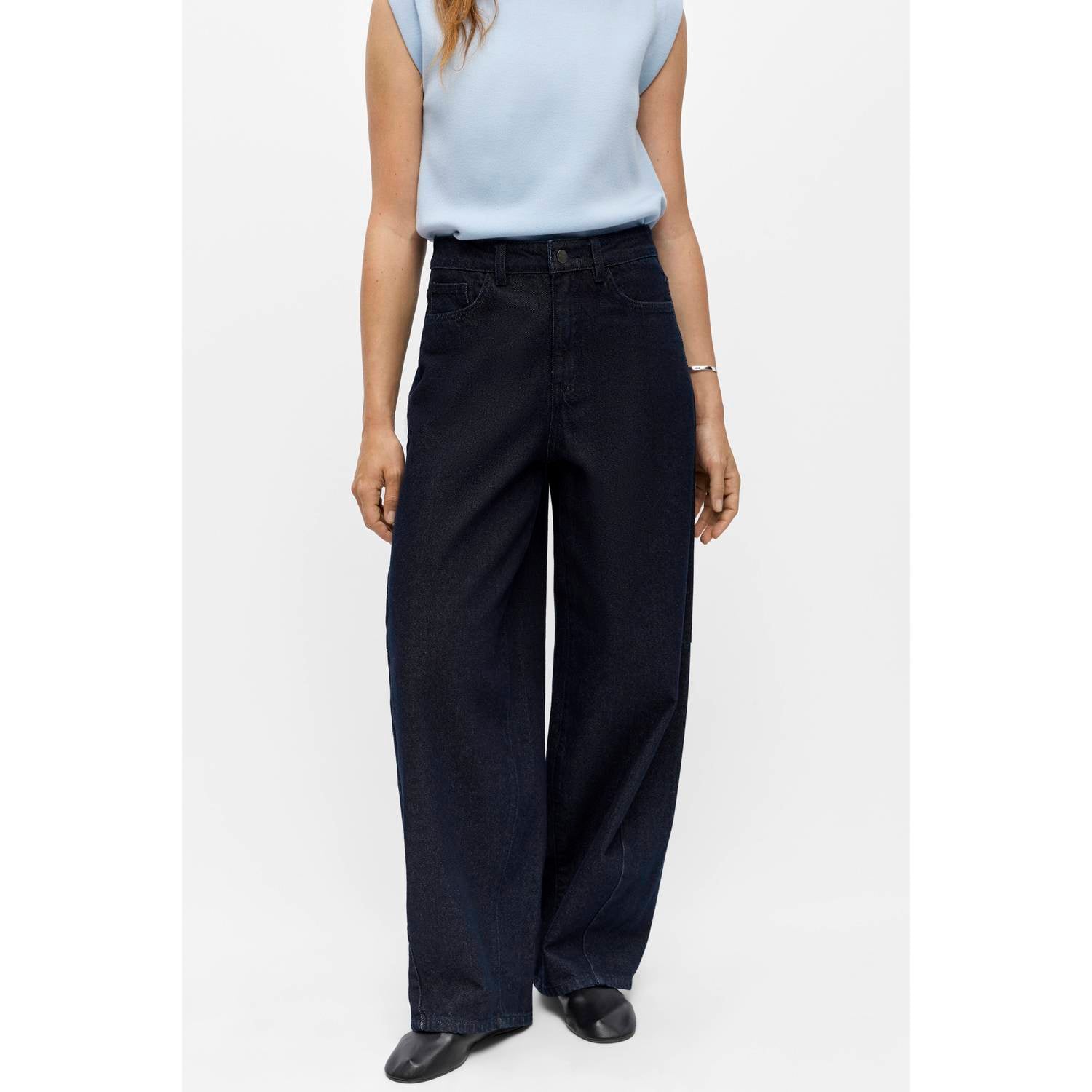 OBJECT barrel jeans donkerblauw denim