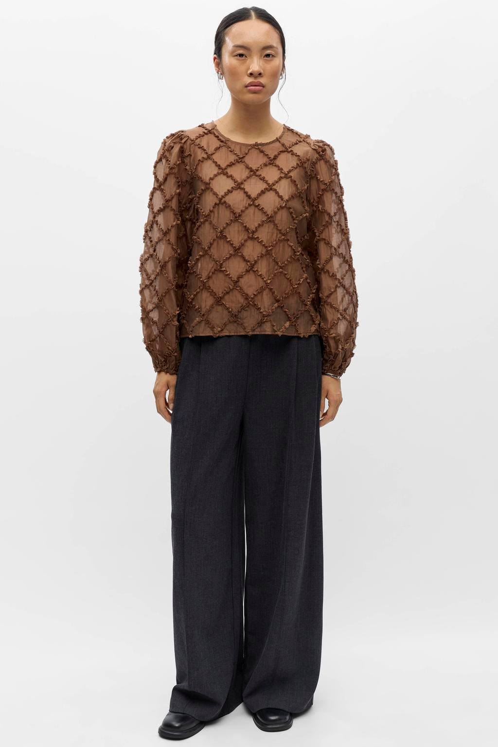 OBJECT top met print - bruin