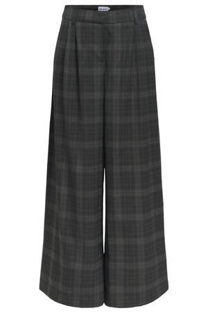 high waist wide leg geruite broek - zwart