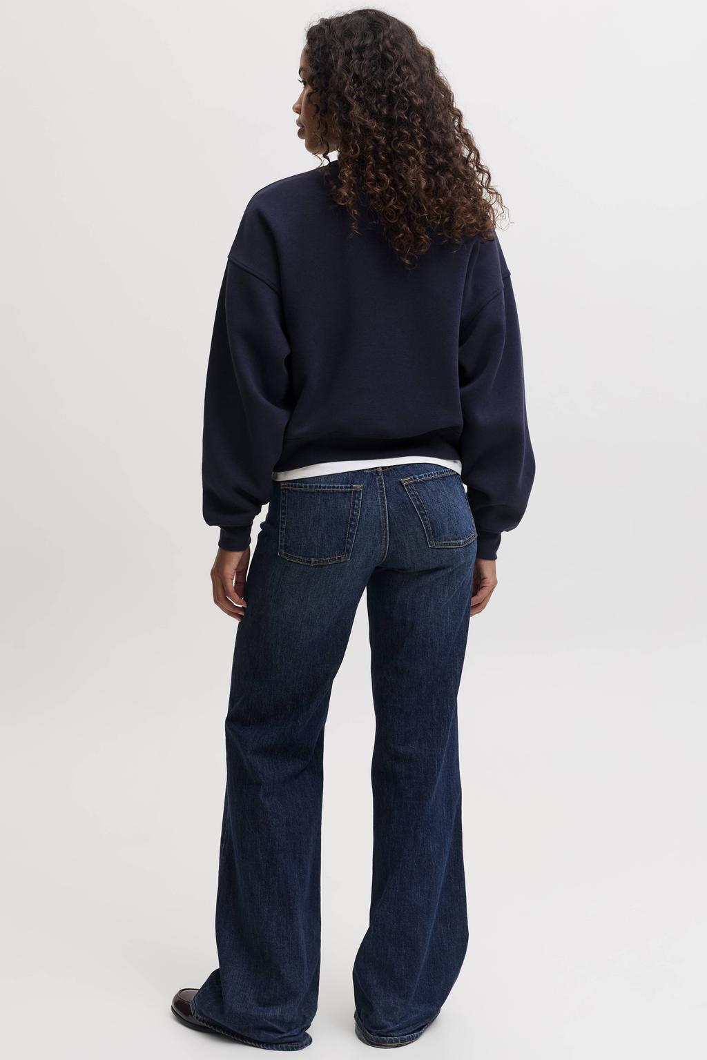 Donkerblauwe dames JJXX sweater van polyester met tekst print, lange mouwen en ronde hals