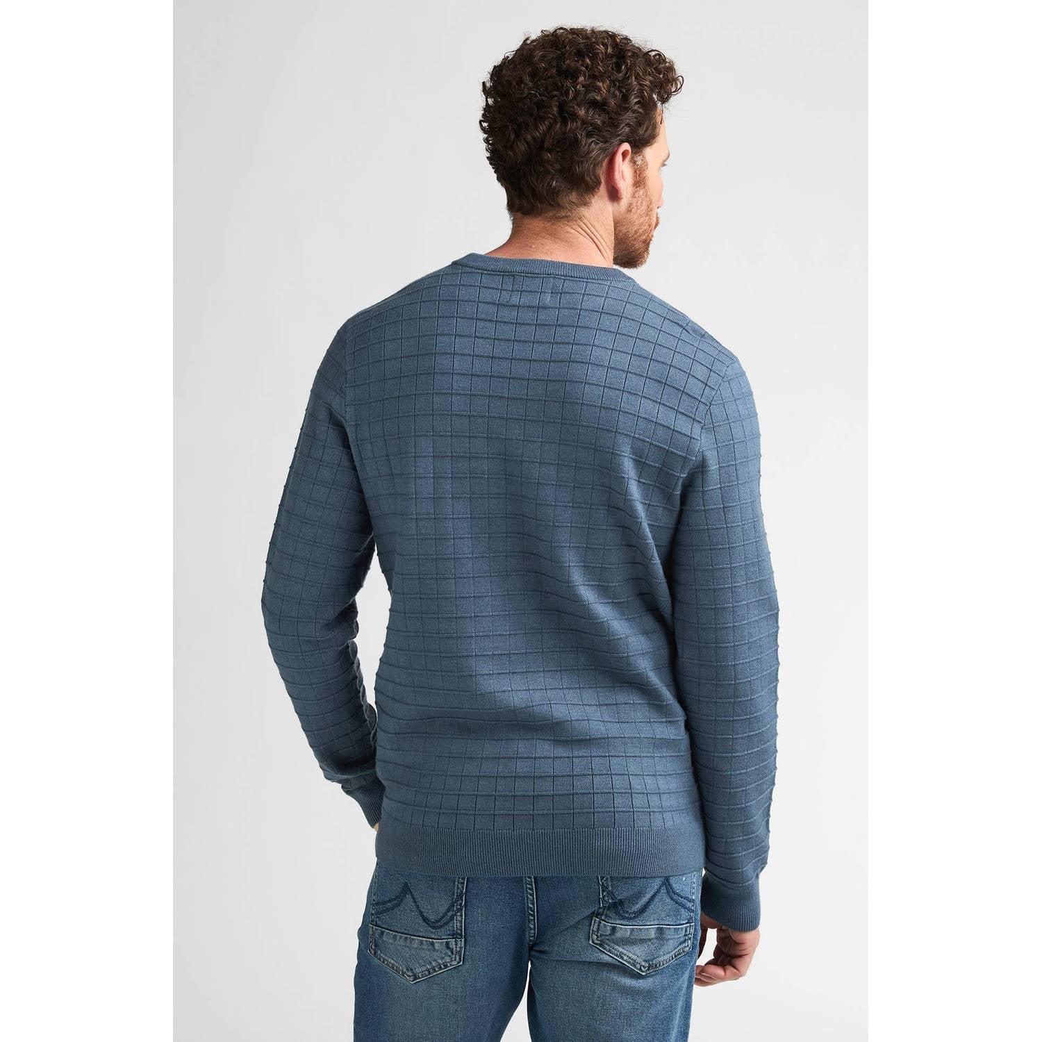 Petrol Industries regular fit gebreide trui blauw