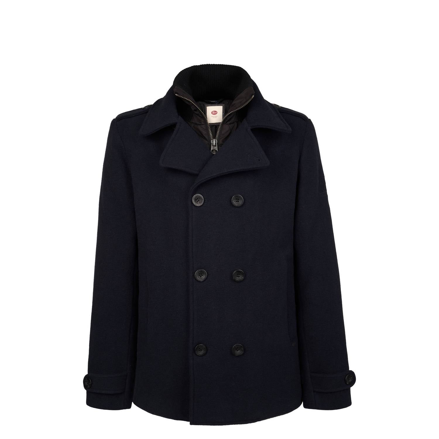 Petrol Industries wintermantel met wol donkerblauw