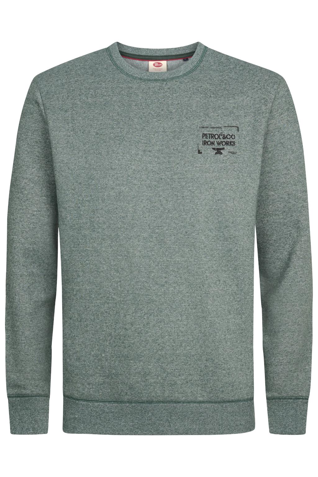 Petrol Industries regular fit sweater met borduursels - groen