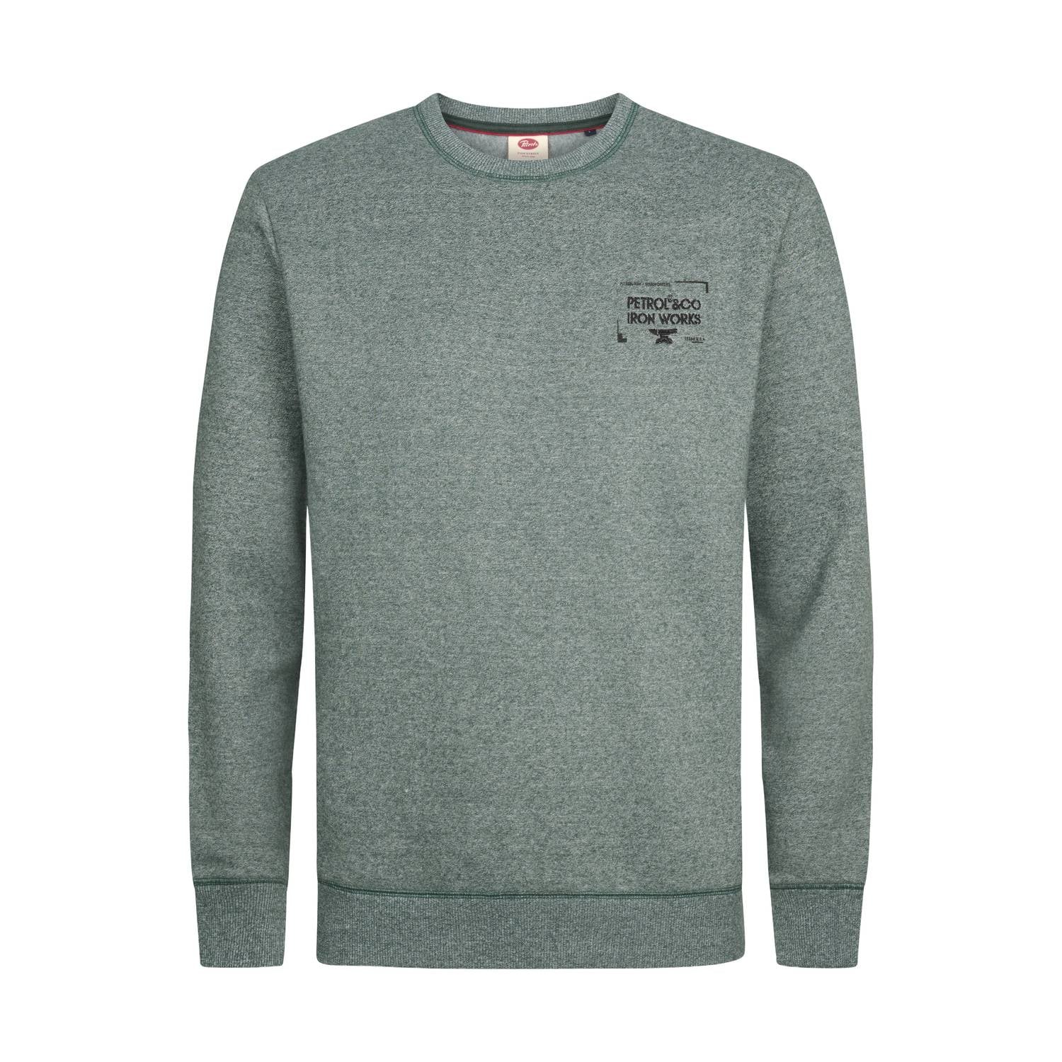 Petrol Industries regular fit sweater met borduursels groen