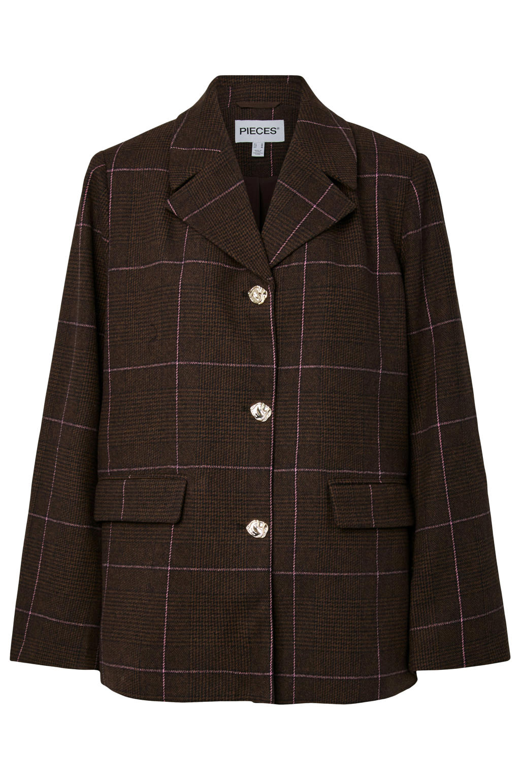 PIECES regular fit geruite blazer met wol - bruin