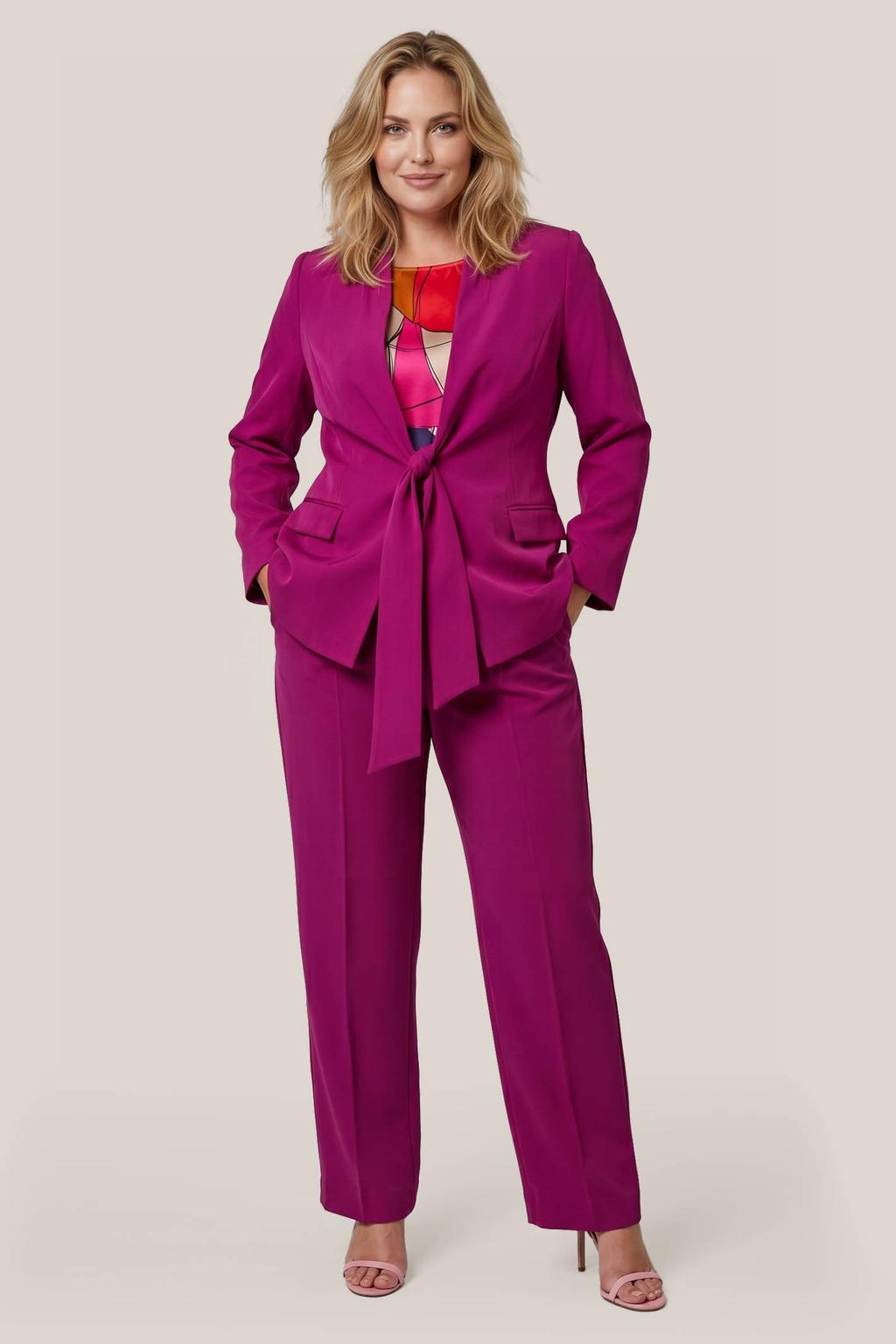 Paarse dames Mart Visser getailleerde blazer van polyester met effen, lange mouwen, reverskraag en knoopsluiting