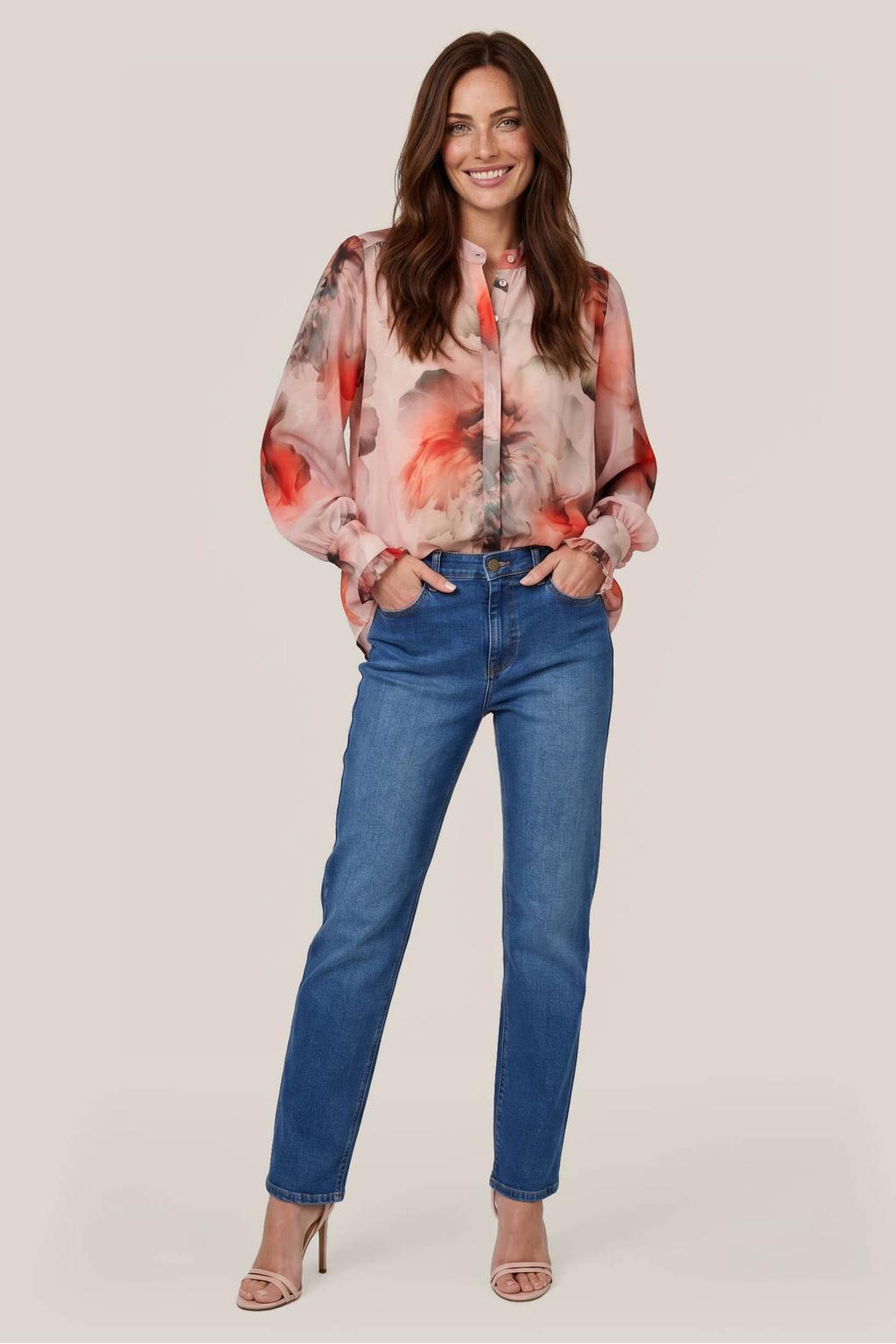 Medium blue denim dames Mart Visser slim fit jeans medium van denim met effen