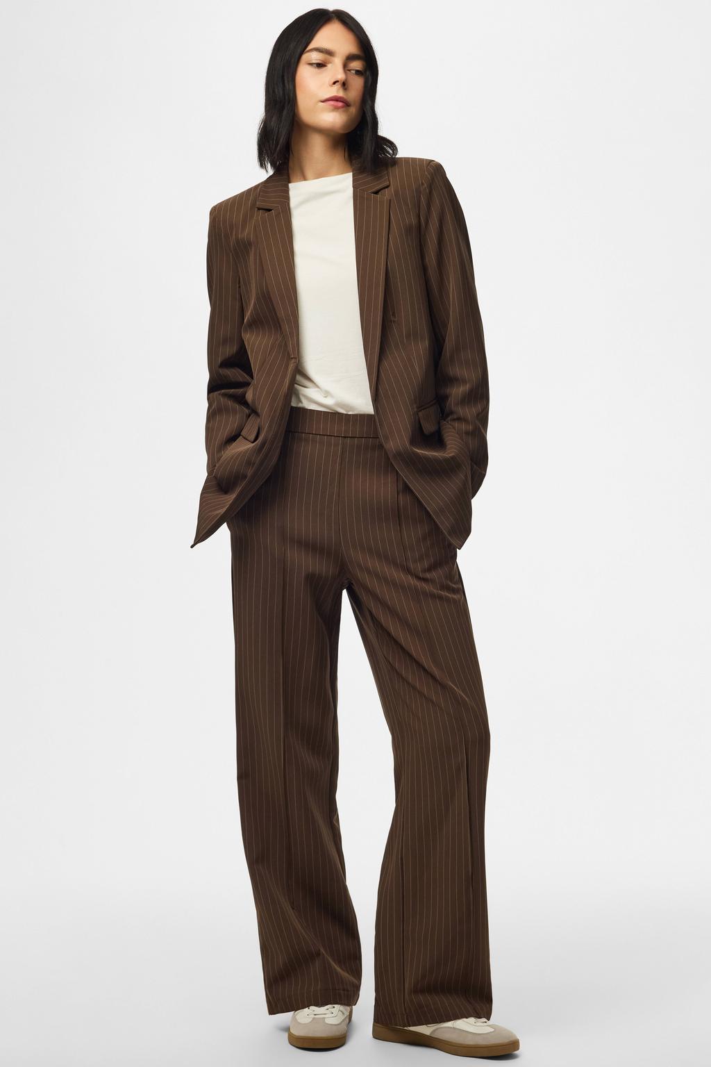 PIECES blazer met krijtstreep - bruin
