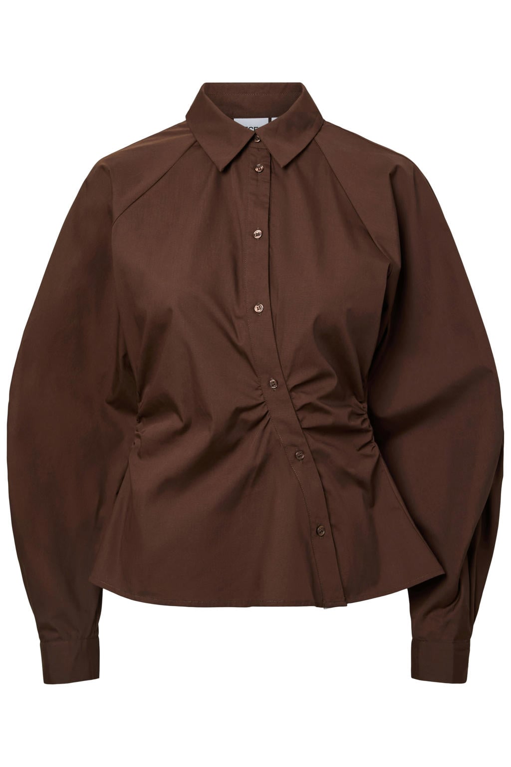 PIECES getailleerde blouse met plooien - bruin