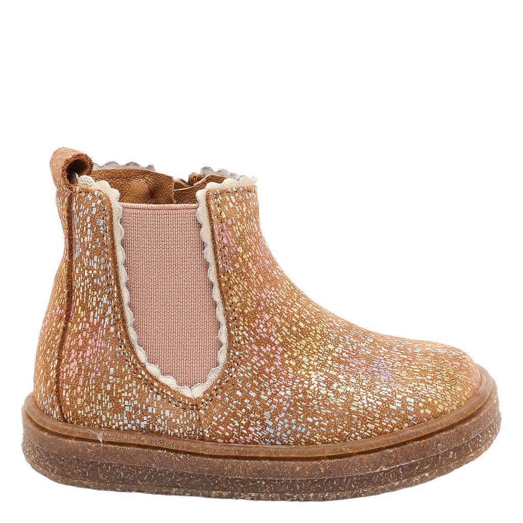 Cognackleurige meisjes Bisgaard leren enkelboots met print -