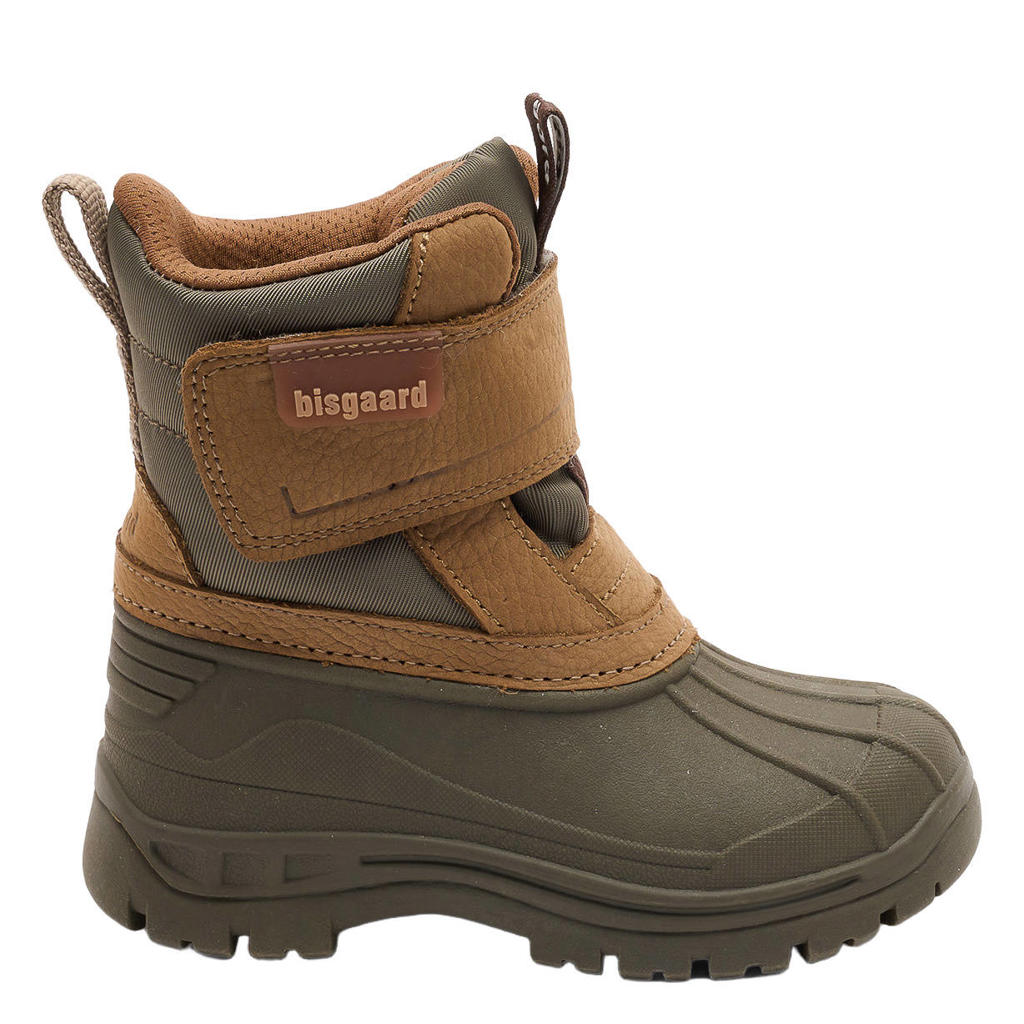Bisgaard leren snowboots met profielzool - kaki/cognac