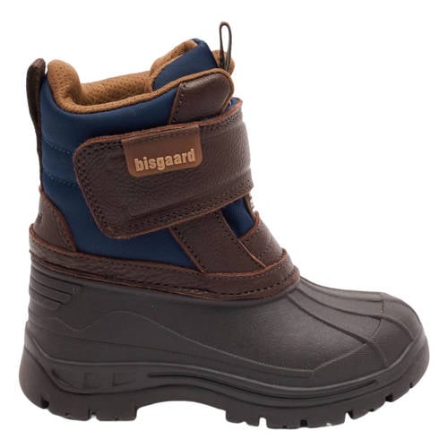 Bisgaard leren snowboots met profielzool donkerbruin/blauw