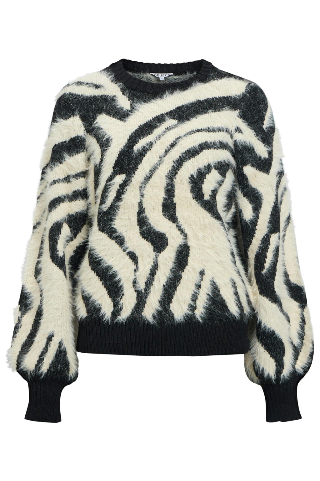OBJECT rechtvallende gebreide trui met zebraprint - zwart