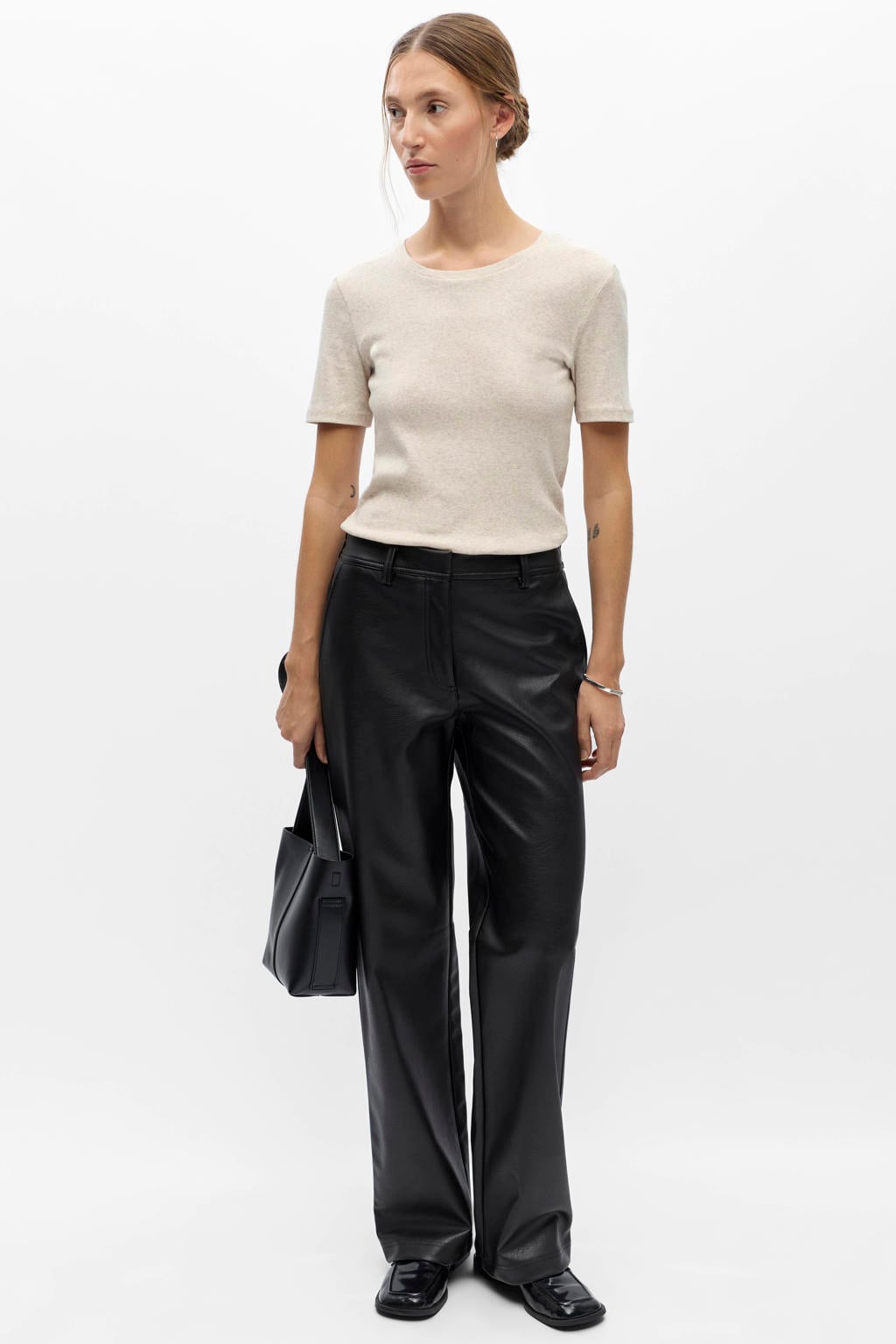 OBJECT wide leg casual broek - zwart