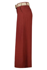 thumbnail: MS Mode wide leg broek met ceintuur en linnen Plus Size - roodbruin