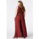 MS Mode wide leg broek met ceintuur en linnen Plus Size - roodbruin