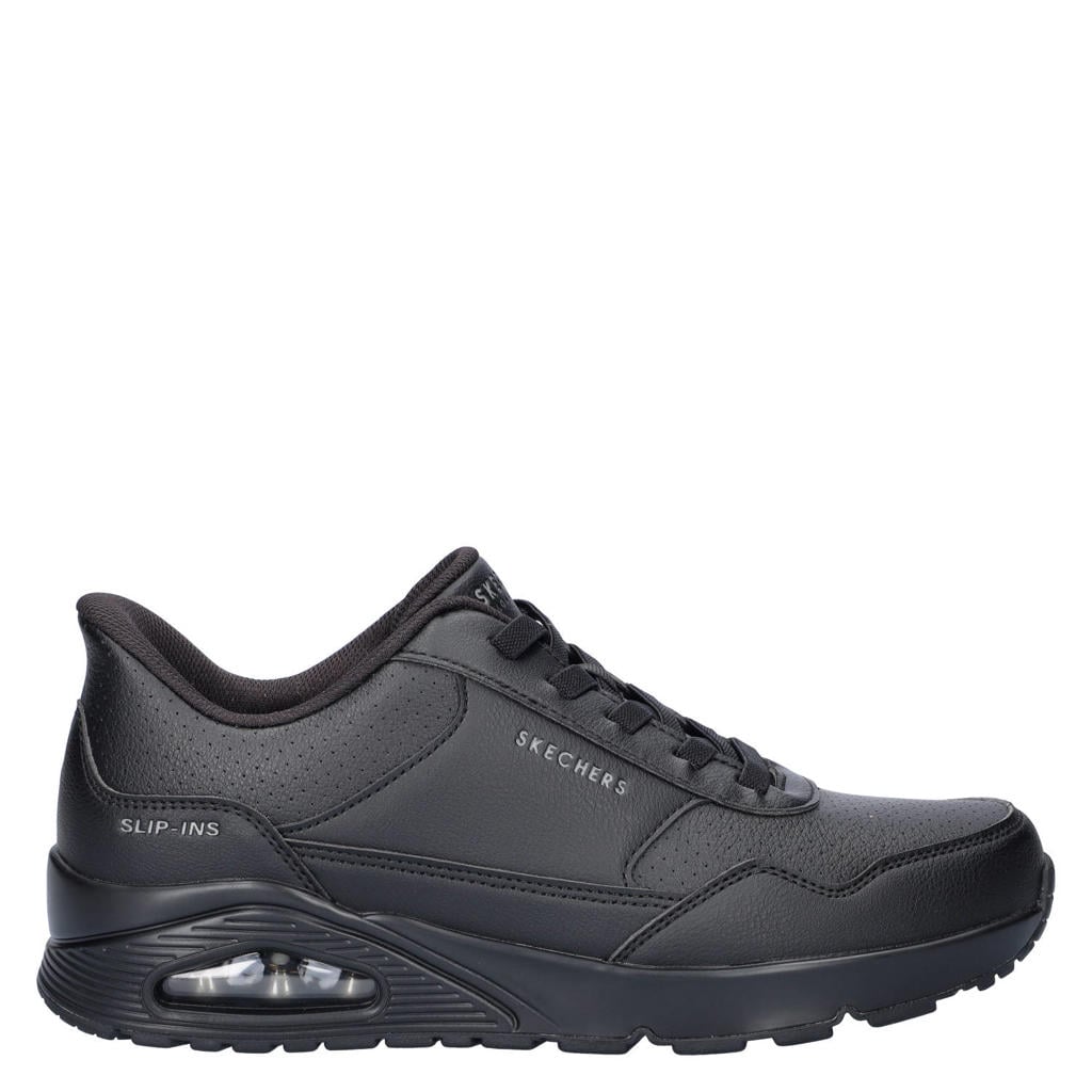 Skechers Hands Free Slip-Ins Uno imitatieleren sneakers met logo - zwart