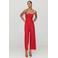Mango jumpsuit met open rug en linnen - rood