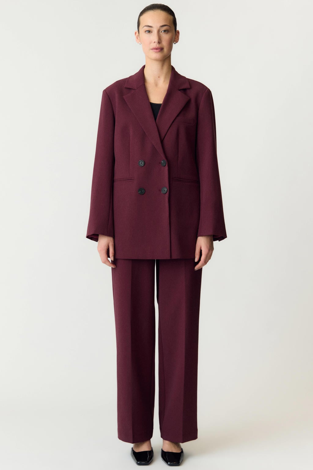 YAS oversized blazer - donkerrood