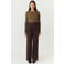 YAS wide leg pantalon met linnen - donkerbruin
