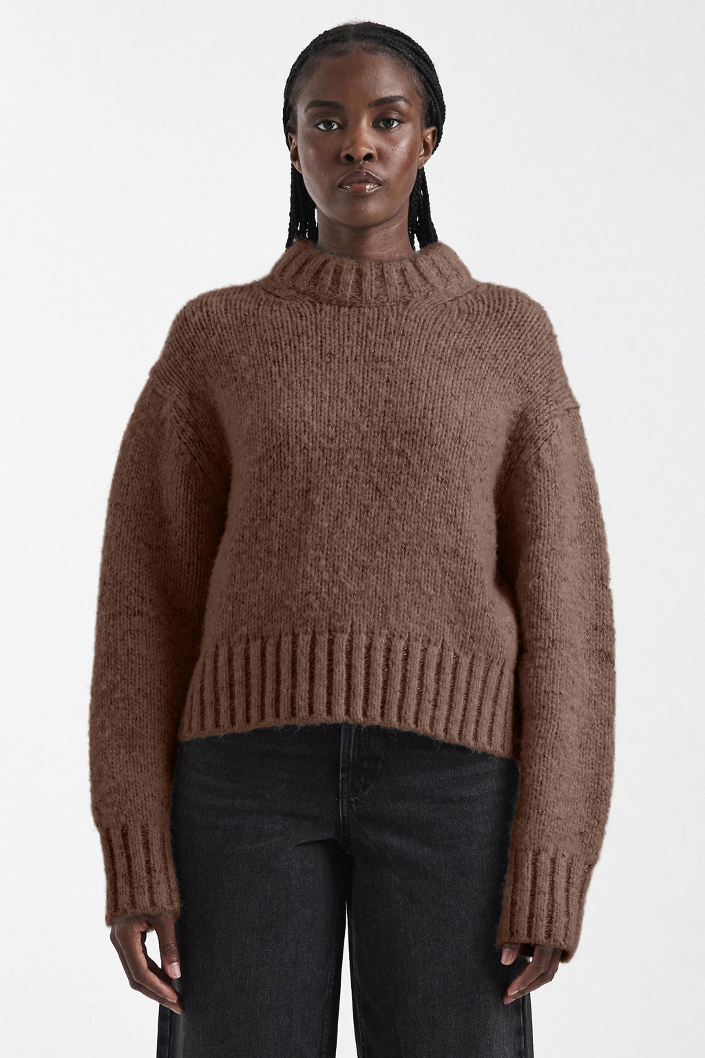 TOPSHOP gebreide trui met wol - bruin