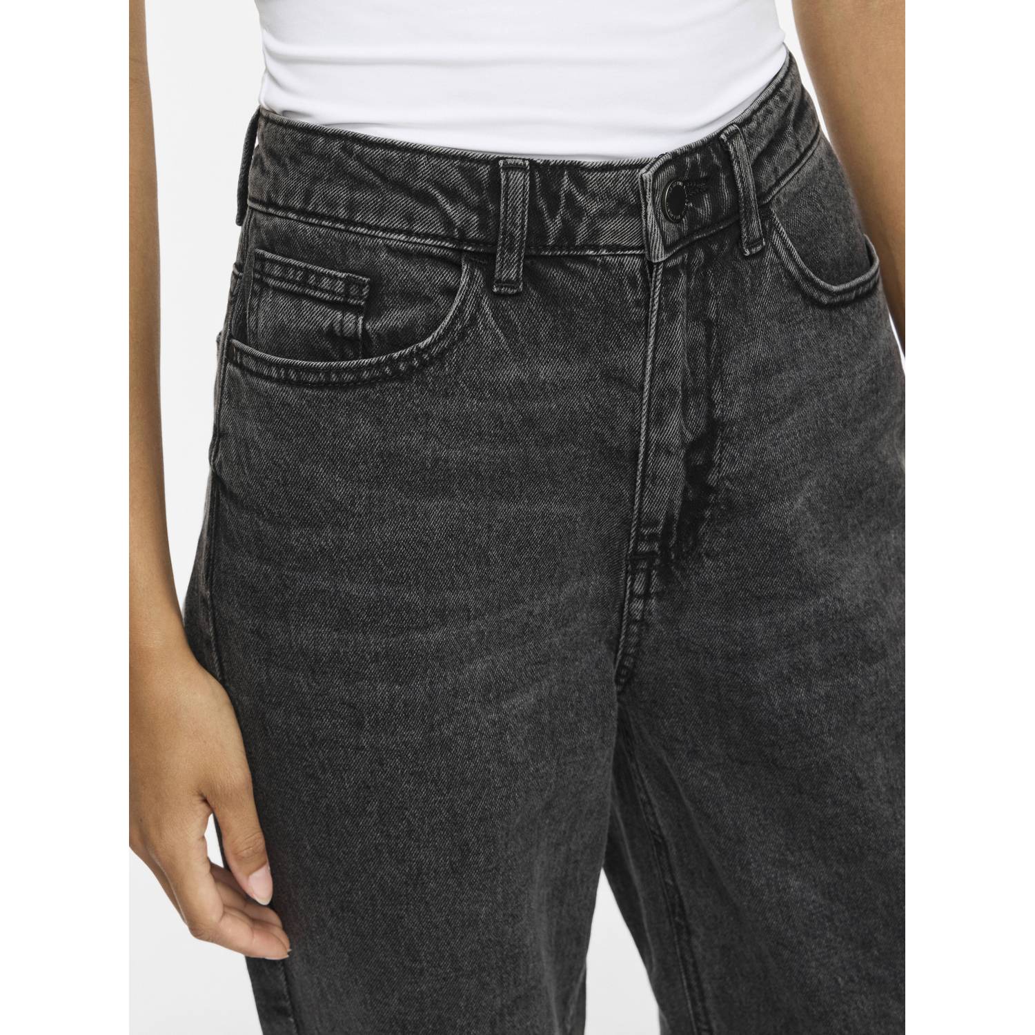 VILA VIKELLY high waist straight leg jeans grijs