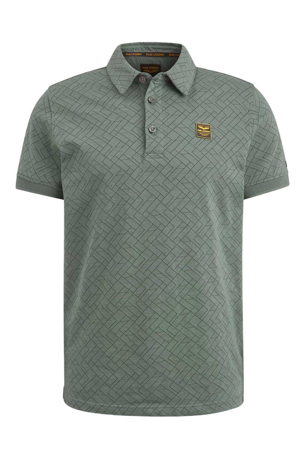 Groene heren PME Legend regular fit polo van katoen met korte mouwen