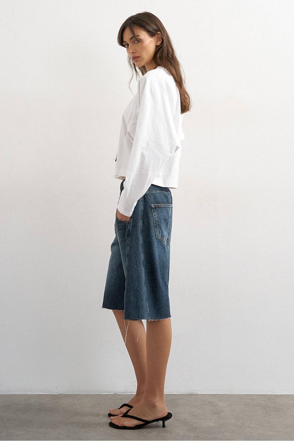 Crème dames TOPSHOP top crème met effen, lange mouwen en ronde hals