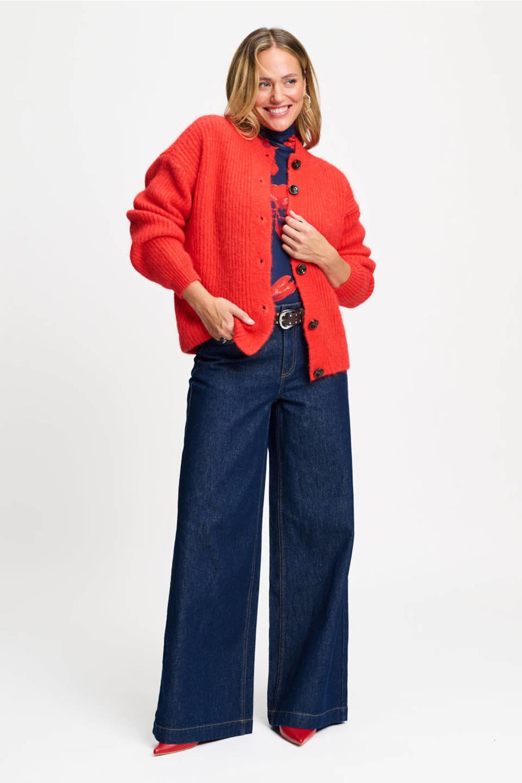 POM Amsterdam gebreid vest met wol - rood