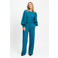POM Amsterdam wide leg piqué broek - petrol