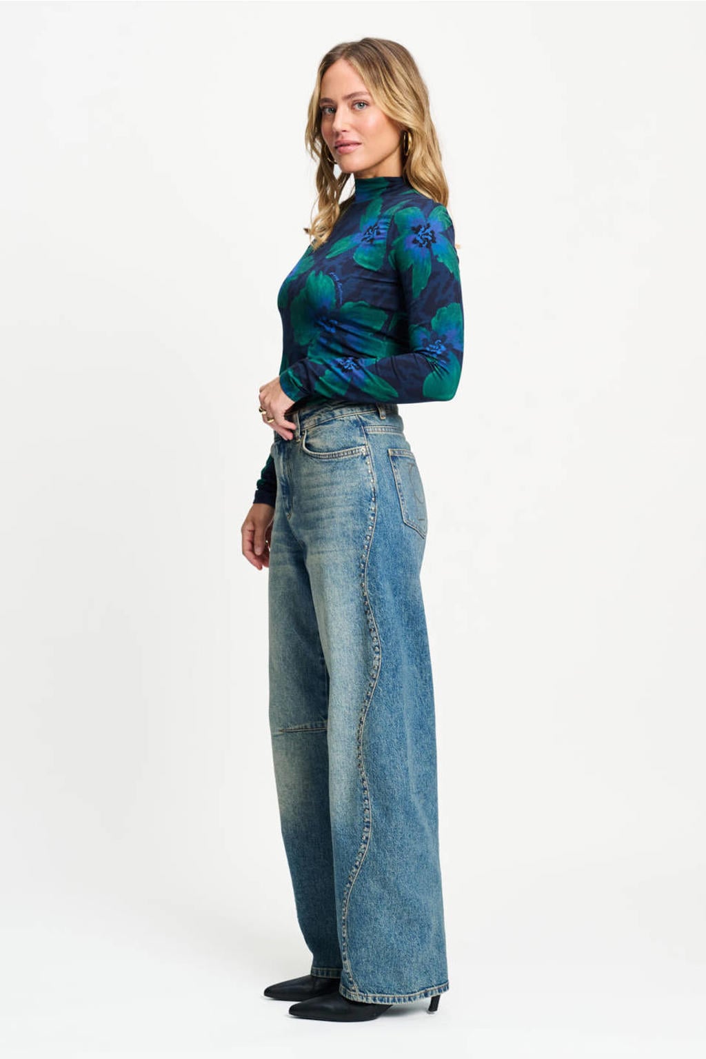 POM Amsterdam gebloemde top - blauw/groen