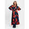 POM Amsterdam gebloemde maxi jurk met ceintuur - donkerblauw/rood
